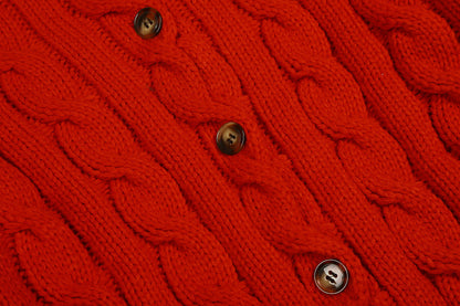 RALPH LAUREN CABLE-KNIT WOOL-CASHMERE CARDIGAN